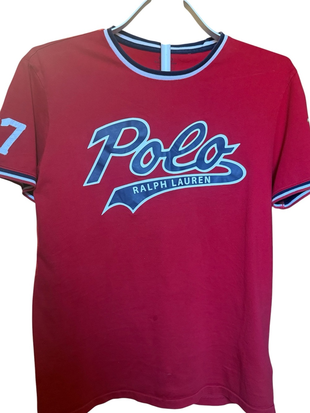 Polo Ralph Lauren Baseball Bear 67 Red Script Graphic T-Shirt Men's Size M